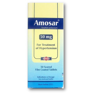 Amosar 50 mg ( Losartan Potassium ) 30 film-coated tablets